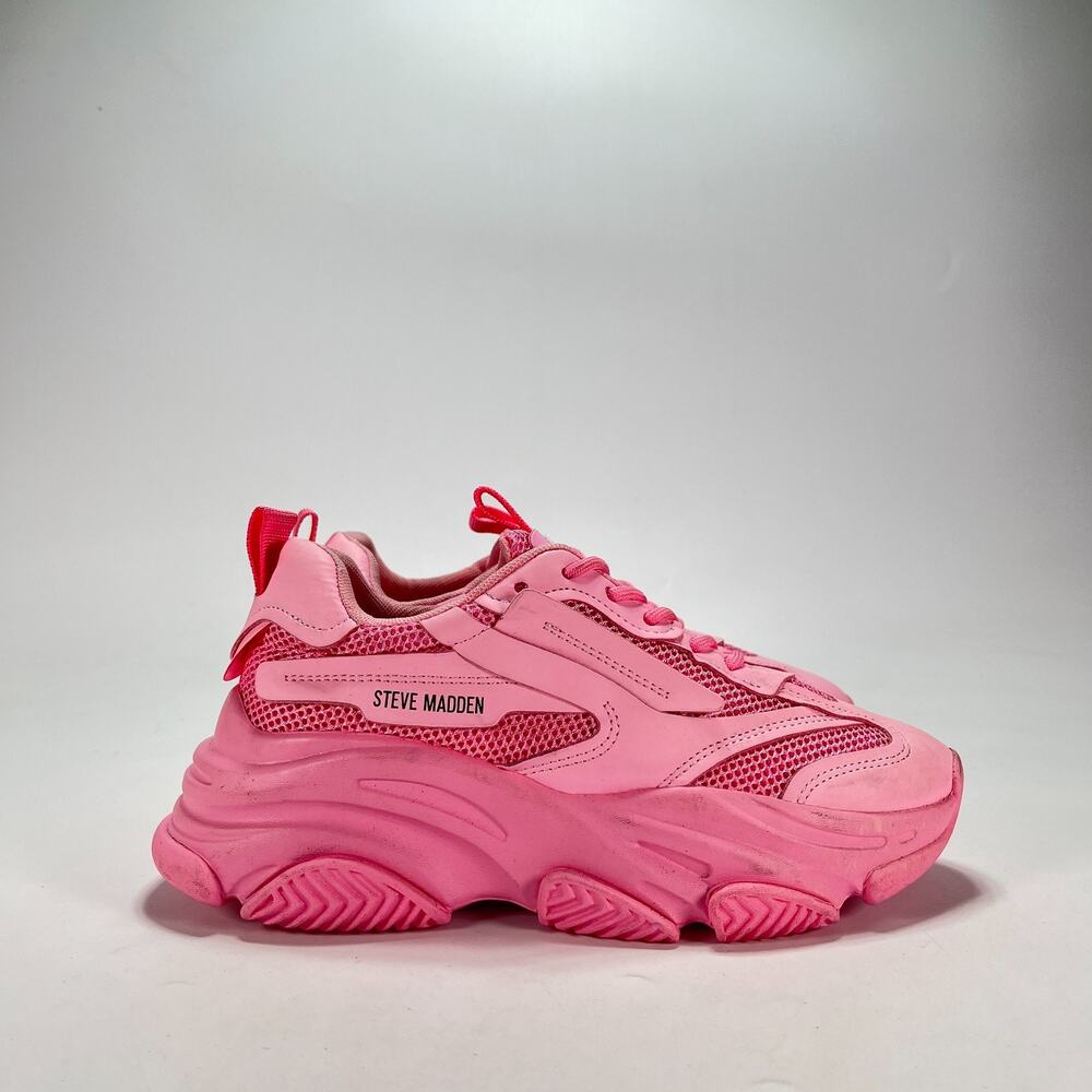 Steve Madden Possession Pink Chunky Platform Sneakers POSS03S1 Women's Size 8.5M